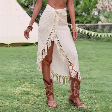 Tassel Beach Hollow Irregular Skirt Sexy